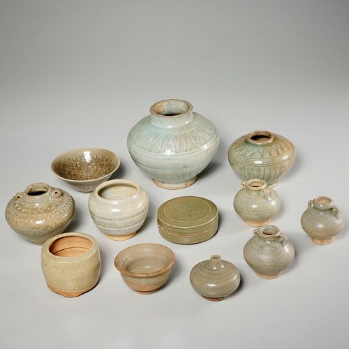 Group (12) Asian celadon glazed ceramics