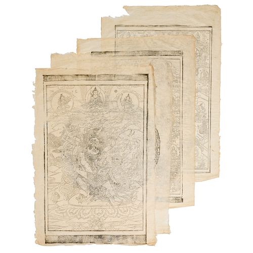 Large collection antique Tibetan Thangka prints