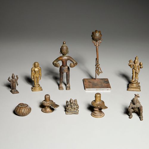 Group antique Indian copper-alloy artifacts