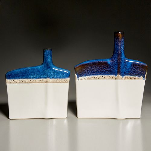 (2) Danish Modern style ceramic bottle vases
