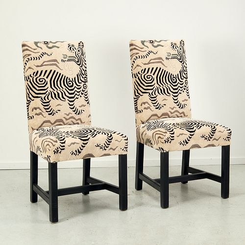 Pair Clarence House upholstered host's chairs