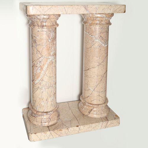 Large veined marble double pedestal