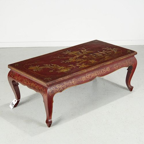 Chinoiserie red japanned coffee table