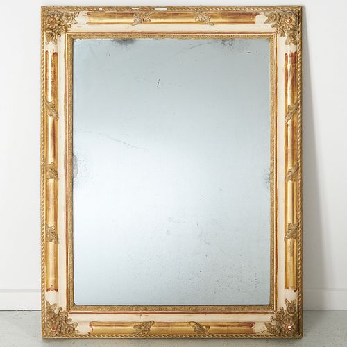 Louis XVI style carved wood and gesso mirror