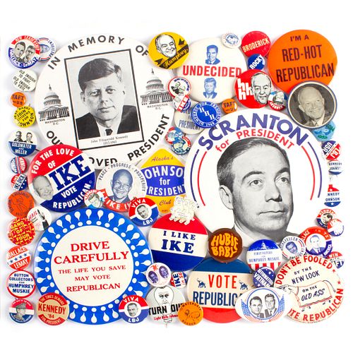 60 Varied Vintage 1960s Political Campaign Buttons