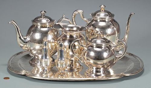 Heavy Peruvian Sterling Tray, Tea Set