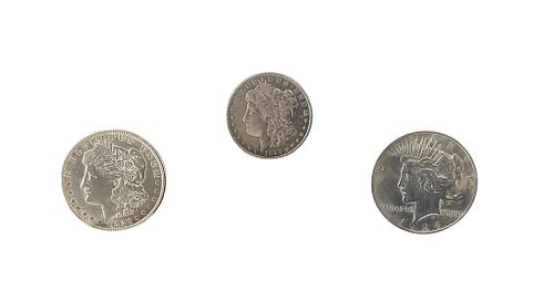 Three U.S. Silver Dollar Coins