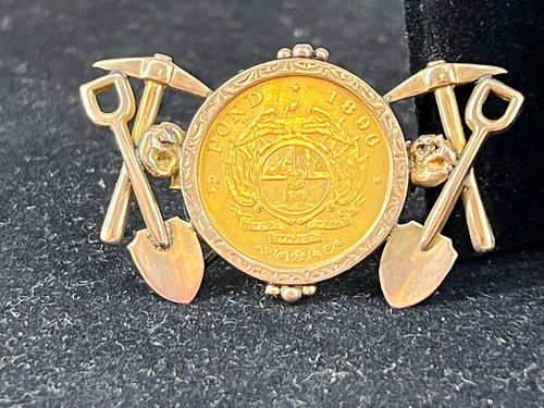 Antique Gold Coin Pin