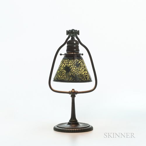 Tiffany Studios Harp Desk Lamp with Pine Needle Shade