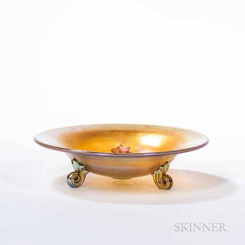 Tiffany Studios Gold Favrile Glass Footed Bowl