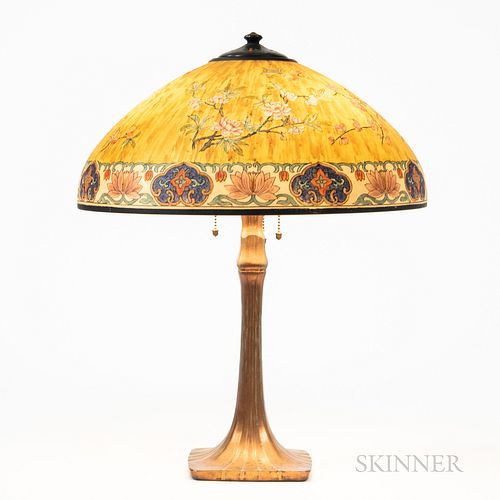 Handel Lamp with Asian-inspired Painted Shade