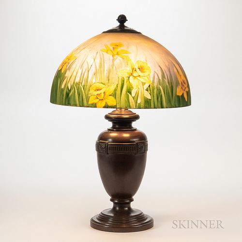 Handel Table Lamp with Daffodil Reverse-painted Shade