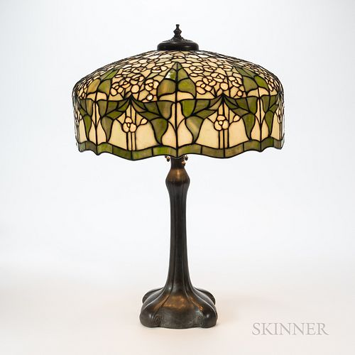 Handel Table Lamp Base with Mosaic Floral Shade