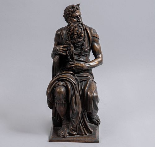 Reproducción de la obra de MIGUEL ÁNGEL. (Caprese, 1475 - Roma, 1564) "Moisés". Escultura en bronce.