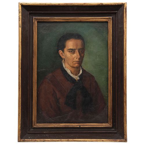 ATRIBUIDO A MANUEL VILLEGAS (LÉRIDA, 1871-MADRID, 1923) Retrato de dama Óleo sobre tela 59 x 42 cm