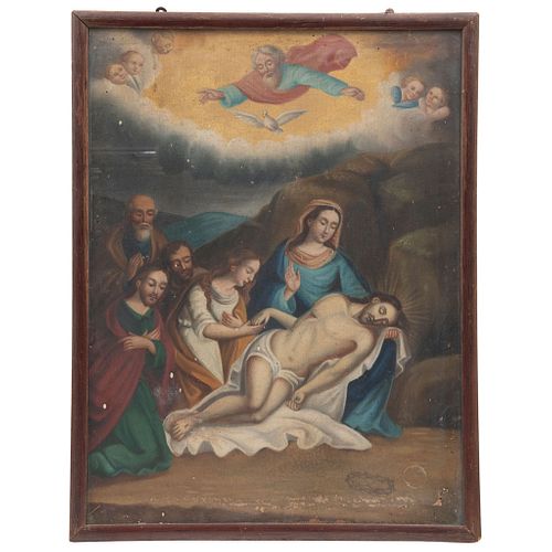 ANÓNIMO La Piedad México, siglo XIX Óleo sobre tela Enmarcado 55 x 40 cm