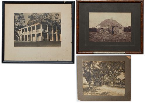 Three Louisiana Silver Gelatin Photographs, early 20th c., one of the Rene Beauregard Chalmette Plantation house, framed, H.- 10 in., W.- 13 1/2 in.; 