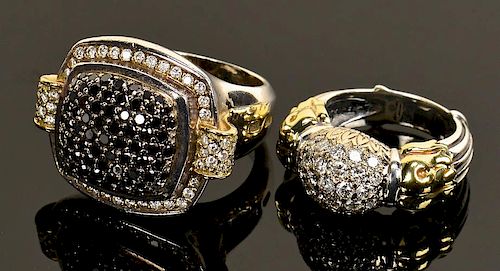 Two Lagos SS 18K Diamond Rings