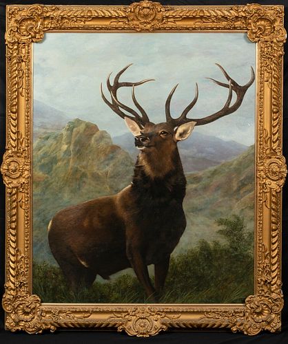 STAG HIGHLAND LANDSCAPE OIL PAINTING