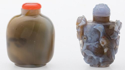 4933098: Two Chinese Agate Snuff Bottles, 19th/20th Century ES7AC