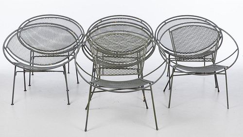 4933147: Seven Circular Wrought Iron Outdoor Chairs ES7AB