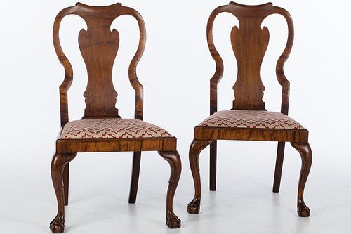 4933159: Pair of George I Walnut Side Chairs, 18th Century ES7AJ