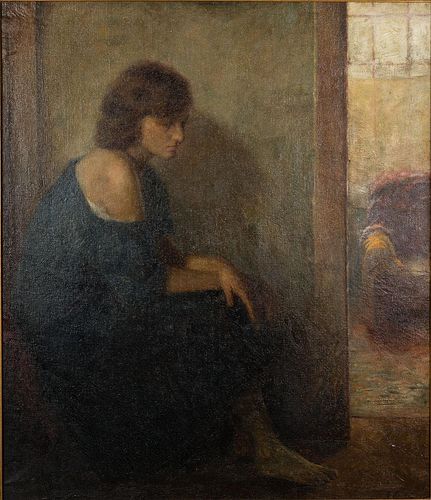 4933175: Geza Kende (CA/Hungary, 1889-1952), Seated Woman, Oil on Canvas ES7AL