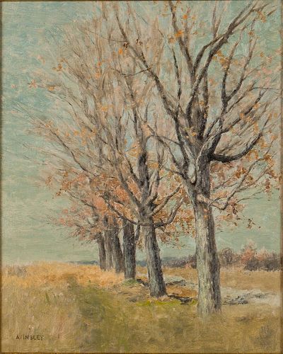 4933195: Albert Insley (NY/NJ, 1842-1937), Landscape with Tree , Oil on Canvas ES7AL