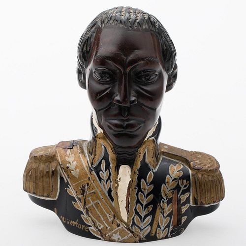 4933219: Ulysse Dabouze (Haitian, Early 20th c.), Bust of
 Toussaint Louverture, Painted Wood ES7AL