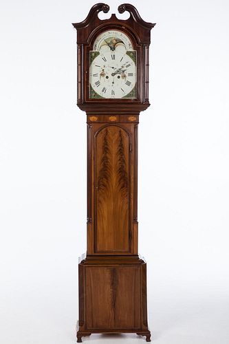 4933251: George III Inlaid Mahogany Tall Case Clock, Late 18th Century ES7AG