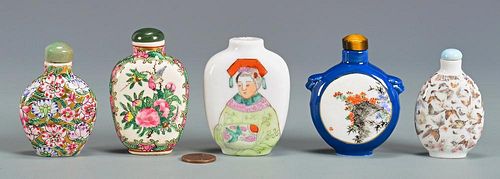 5 Chinese Porcelain Snuff Bottles
