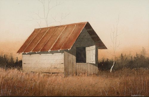 4933299: William Entrekin (Georgia, b. 1946), Metal Roof
 Barn, Watercolor on Paper ES7AL