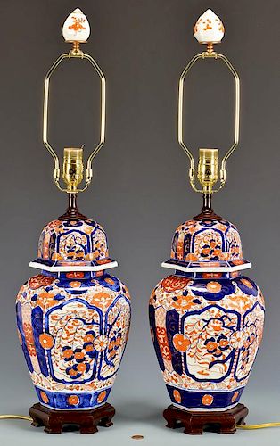 Pair of Imari Urns/Lamps