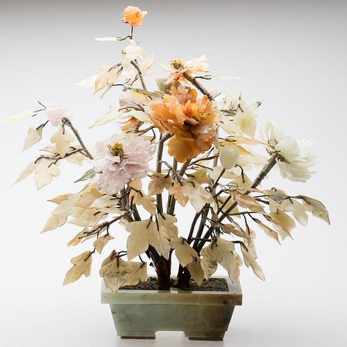 4933315: Chinese Jade and Hardstone Floral Arrangement ES7AC