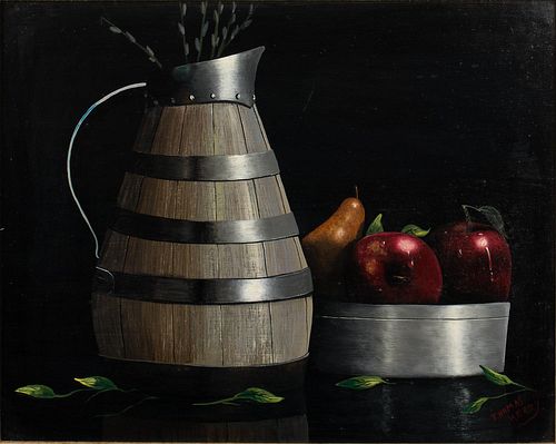 4933331: Thomas Kerry (New York, 20th/21st Century), Pitcher
 with Fruit, Oil on Board ES7AL