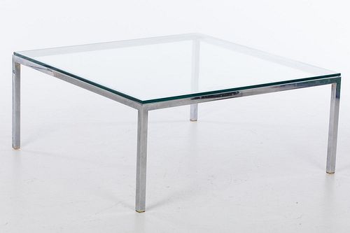 4933345: Chrome and Glass Low Table, 20th Century ES7AJ