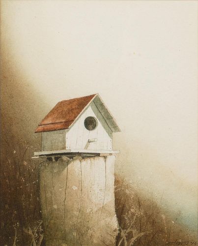 4950748: William Entrekin (Georgia, b. 1946), Birdhouse, Watercolor on Paper ES7AL