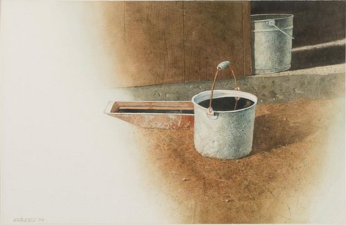 4950749: William Entrekin (Georgia, b. 1946), Bucket and
 Trough, Watercolor on Paper ES7AL