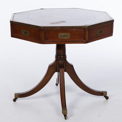 4950842: Regency Style Brass Mounted Octagonal Center Table,
 Late 19th/Early 20th Century ES7AJ