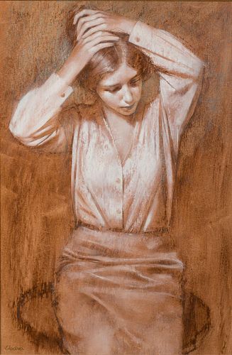 4950855: Steven Chudova (American, B. 1929), Portrait of
 a Seated Woman, Oil on Masonite ES7AL
