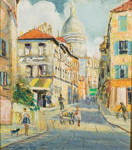 4950863: Ernest Gyimesy Kasas (Hungarian/American, 1901-1994),
 European Street Scene, Oil on Canvas ES7AL