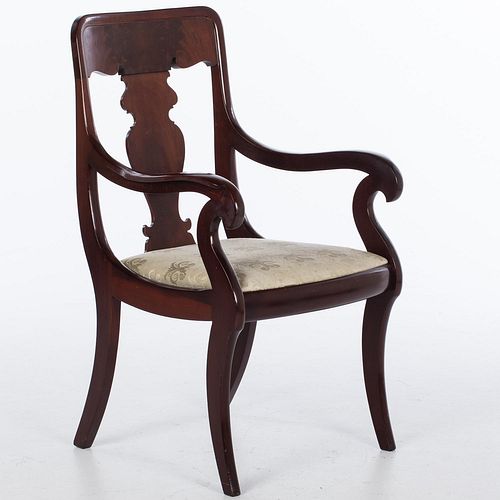 4950924: Empire Style Mahogany Open Armchair, Late 19th/Early 20th Century ES7AJ