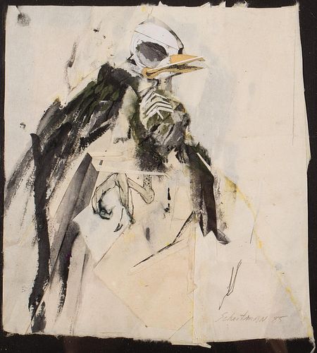 4842425: Joseph Schactman (American, 20th Century), Dead
 Black Bird, Mixed Media, 1985 C8BKL
