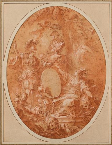 4842482: French School, Allegorical Scene, Conte Crayon on Paper, 18th Century C8BKL