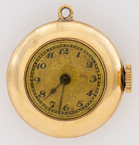 Antique 14K Yellow Gold Round Watch Pendant