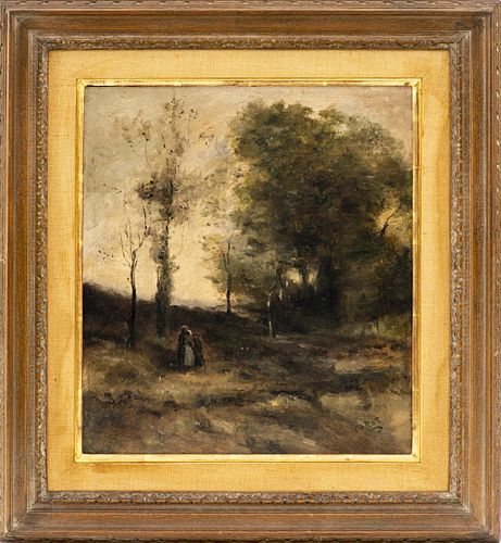 Signed Corot Landscape Oil on Board