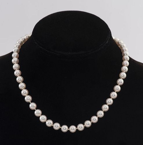 7 mm Cultured Pearl Necklace With 14K Gold Clasp
