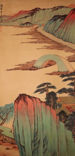A Chinese Abstract-style Mountain-view Fortune Scroll 