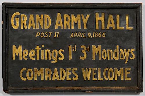 GAR Meeting Hall Sign, Double Sided