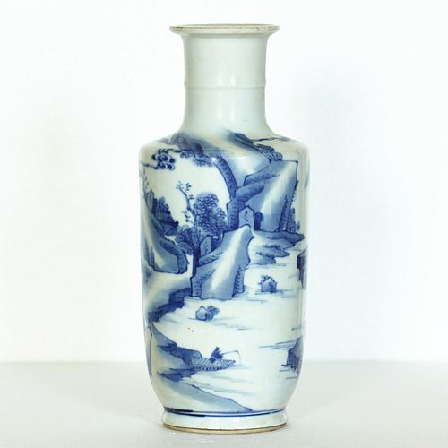 Chinese Blue and White Porcelain Rouleau Vase